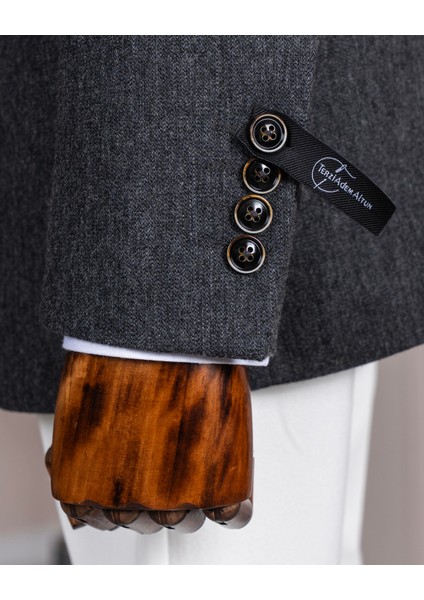 Italyan Stil Slim Fit 4 Drop Mono Yaka Erkek Tek Ceket Lacivert T13509