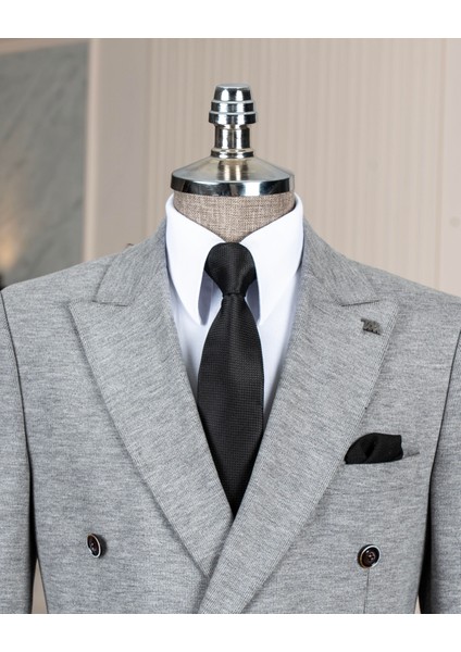 Italyan Stil Slim Fit Kravuze Erkek Tek Ceket Gri T13336