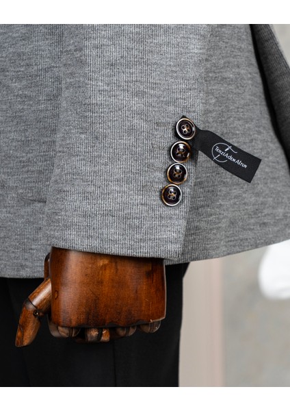 Italyan Stil Slim Fit Kravuze Erkek Tek Ceket Gri T13336