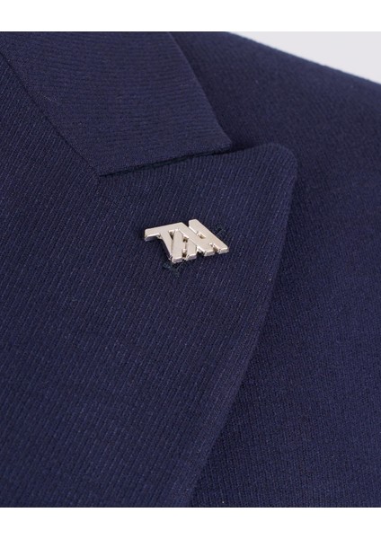 İtalyan stil slim fit kruvaze erkek tek ceket lacivert T13338