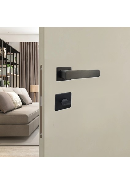 Alaca Titanyum Kare Rozetli Oda Kapı Kolu