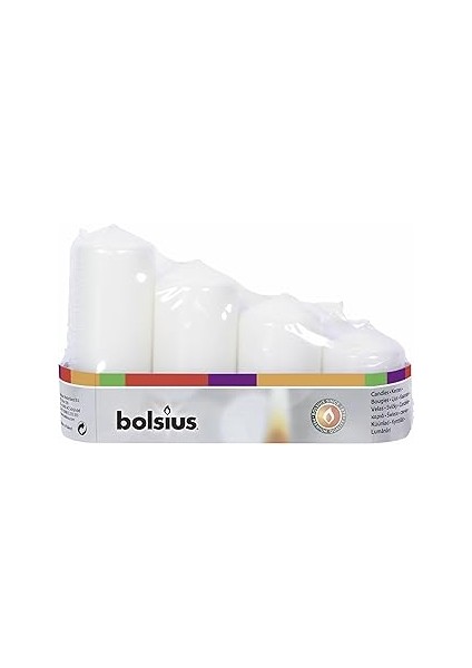 Beyaz Renkte 4'lü Blok Sütun Mum - 48MM x 60/80/100/120MM