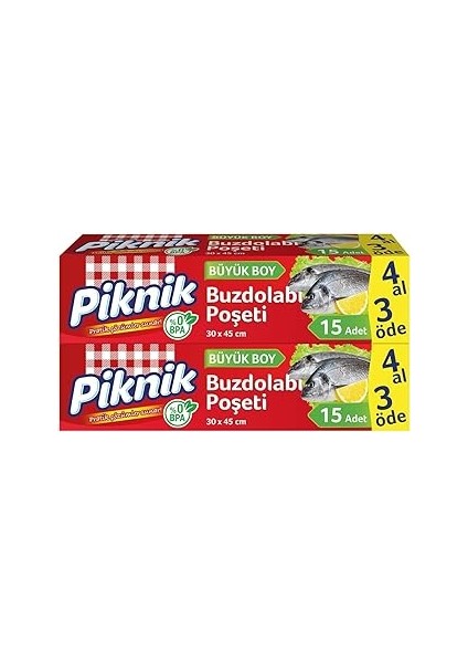 Piknik Buzdolabı Poşeti 4AL3ÖDE Büyük 15'li̇