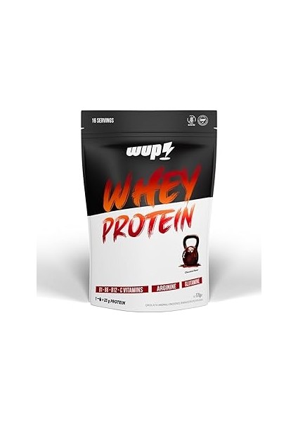 Wup Whey Protein, B1-B6-B12-C, Arjinin, Glutamin, Doğal Kakao, Çikolata, 576 gr 16 Servis