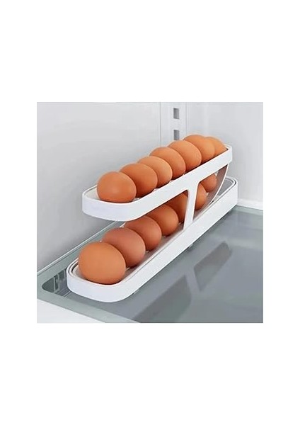 Ti̇neke 2 Katlı Otomatik Buzdolabı Yumurta Standı Yumurtalık Rafı Saklama Kabı Buzdolabı Organizer
