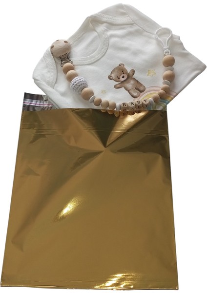 Hoşgeldin Bebek, Yenidoğan Ünisex Bebek, Gökkuşağı Ayıcık Baskılı Badi ve Isimli Emzik Askısı Hediye Seti fırsatları