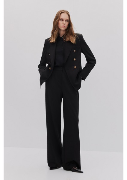 Dikiş Detaylı Kruvaze Blazer Pantolon Takım