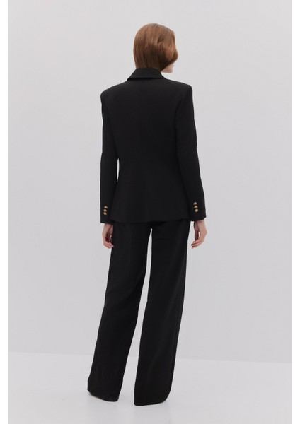 Dikiş Detaylı Kruvaze Blazer Pantolon Takım