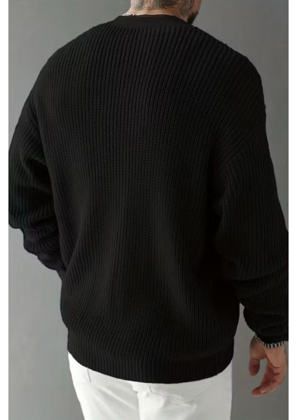 Grov Düğmeli V Yaka Kalın Erkek Hırka modelleri