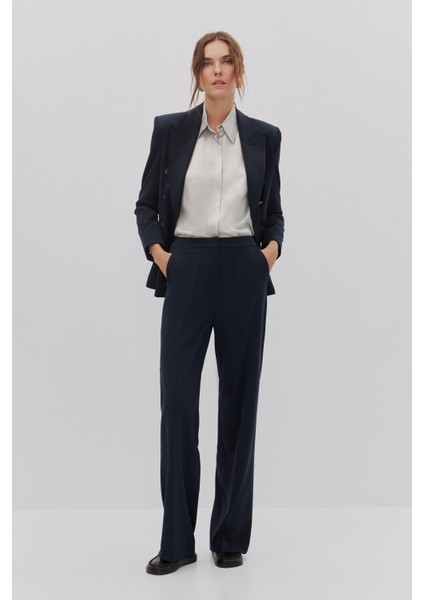 Dikiş Detaylı Kruvaze Blazer Pantolon Takım