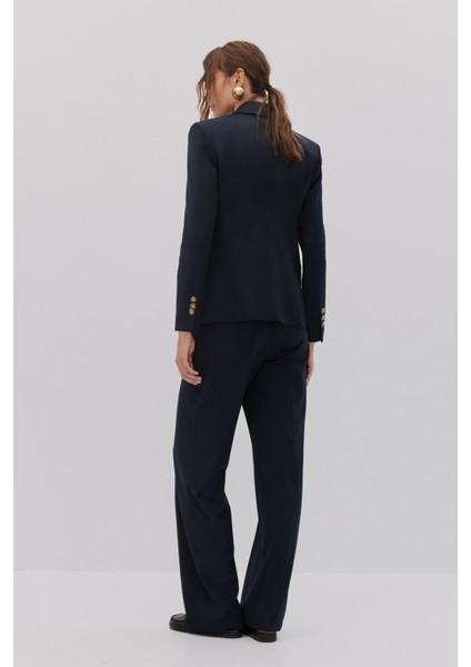 Dikiş Detaylı Kruvaze Blazer Pantolon Takım