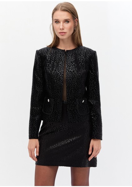 Desenli Kadife Blazer Takım modelleri