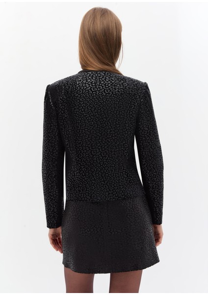 Desenli Kadife Blazer Takım