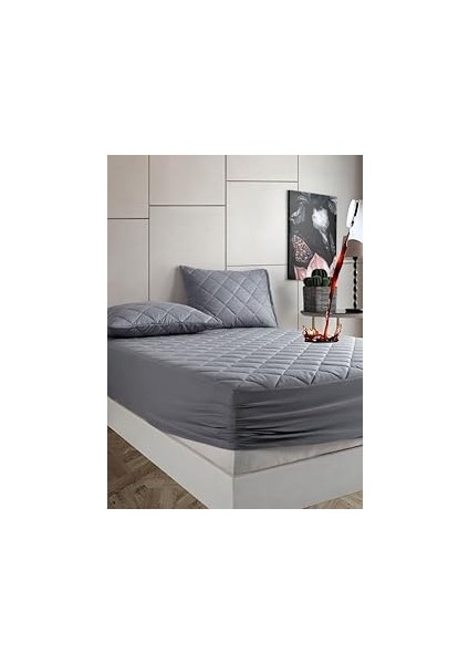 Formeya Gri Sıvı Geçirmez Alez - Tek-Çift Kişilk Alez -100 Pamuk- Kapitoneli Alez- Fitted Yatağı Sa