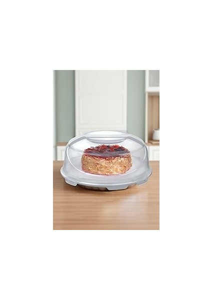 Melkan Kek Fanusu & Pasta Fanusu Kilitli Kapaklı Kek Fanusu 7 Litre Krem Krem