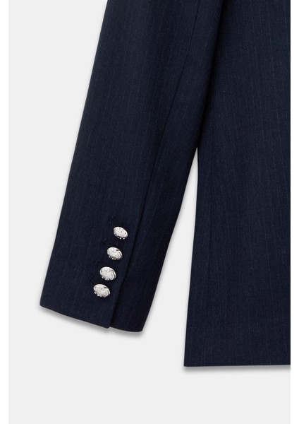 Çizgili Blazer Pantolon Takım