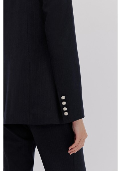 Çizgili Blazer Pantolon Takım