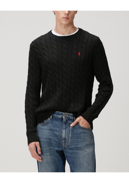 Erkek Örgü Dokulu Siyah Triko Kazak fırsatları