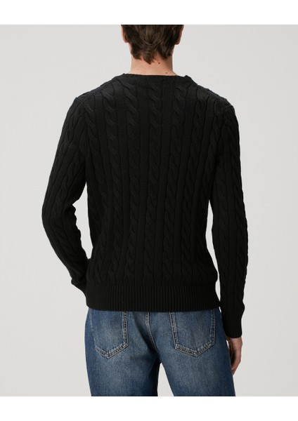 Erkek Örgü Dokulu Siyah Triko Kazak indirimleri