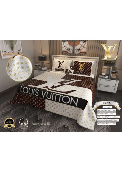 Çift Kişilik Pike Takımı Pamuklu Kumaş Jakar Dokuma Kapitone Dikişli 3D Dijital Baskılı 7 Parça-Lüks Duvet Cover Set Model fiyatları