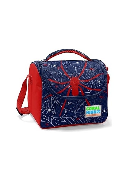 Coral High Lacivert Kırmızı Örümcek Baskılı Erkek Çocuk Beslenme Çantası