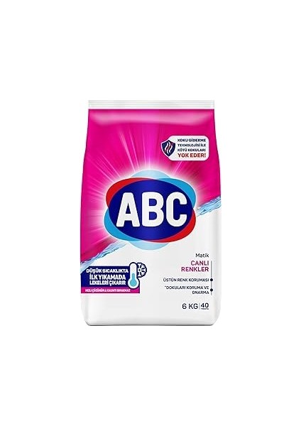 Abc Matik Renkliler 40 Yıkama Toz Çamaşır Deterjanı (1 x 6 Kg)