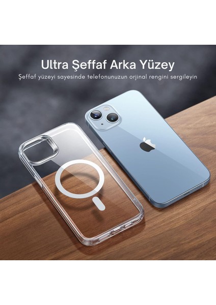 Apple Iphone 14 Plus Kılıf Magsafe Şarj Özellikli Şeffaf Sert Pc Redclick Embos Kapak modelleri