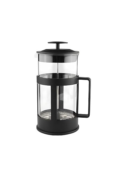 Kanji 350 ml Cam French Press – Isıya Dayanıklı Cam, Paslanmaz Çelik Filtreli, Siyah Renkli Kahve V
