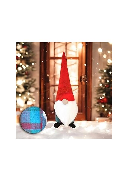 Yilbaşi Noel Baba Dekorati̇f Bi̇blo Mavi̇ Yeşi̇l Bordo Ekose