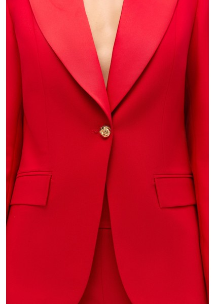 Saten Yakalı Blazer Takım