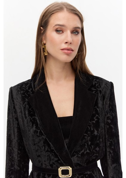 Desenli Kadife Blazer Takım modelleri