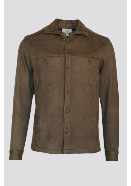 Erkek Gömlek Süet Dokulu Haki 7281