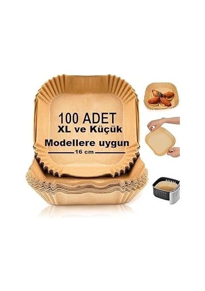 Airfryer Pişirme Kağıdı Kare 100 Adet Hava Fritöz Parşömen Ithal Fırın Kağıdı Tek Kullanımlık Kağıt