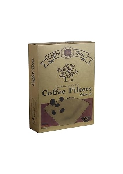 Coffee Time Sertifikalı Filtre Kahve Kağıdı Coffee Filters 1/2 2 Numara 80'li Paket