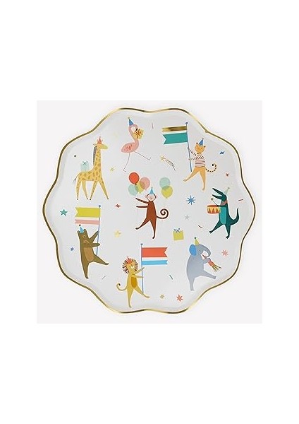 Meri Meri - Animal Parade Dinner Plates - Hayvan Geçit Töreni Tabaklar (L) (8'li)