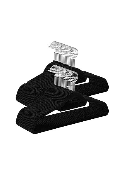 Songmics Elbise Askısı, 50 Adet, Her Biri 0,6 cm Kalınlığında, Kaymaz Yüzeyli Elbise Askısı, Kadife