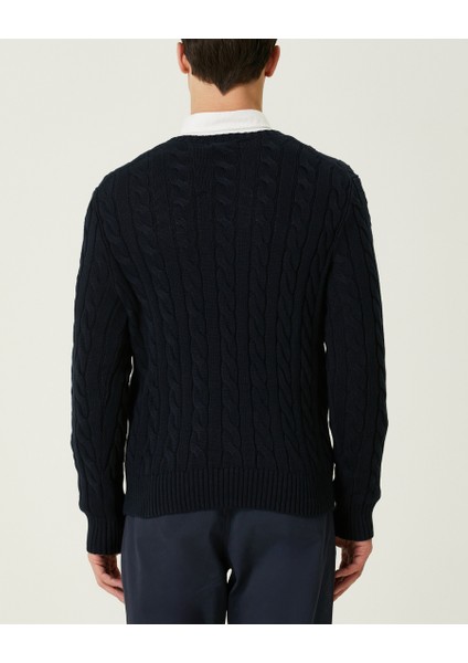 Erkek Örgü Dokulu Lacivert Triko Kazak modelleri