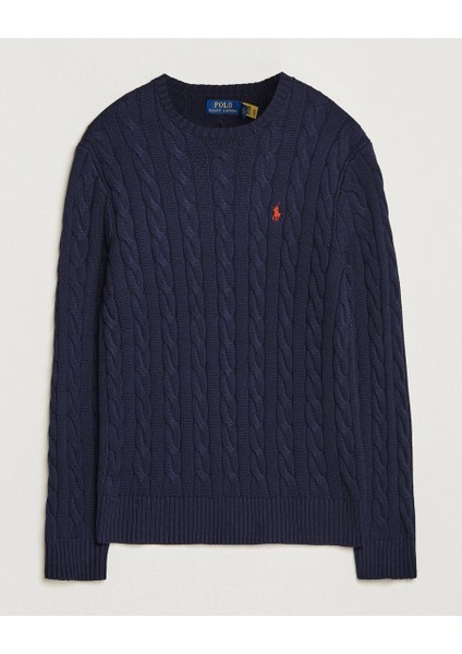 Erkek Örgü Dokulu Lacivert Triko Kazak