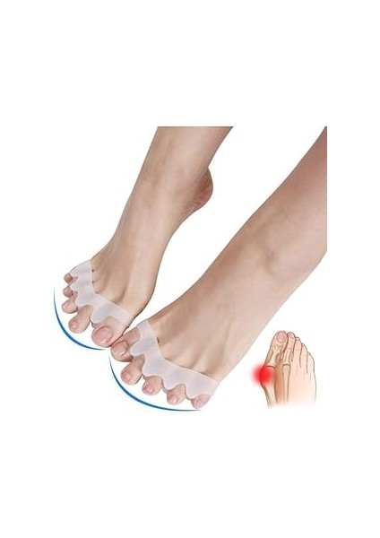 Bunyon Ayak 5 Parmak Ayıran Makara Silikon Gece Ateli Parmak Ayırıcı Koruyucu Halluks Valgus