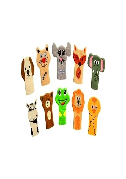 Parmak Kukla Seti 10 Adet Nakış Işleme Hayvanlar Oyuncak Parmak Kuklası Eğitici ve Eğlenceli