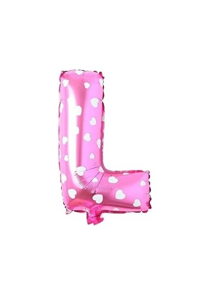 Parti̇ Vi̇tri̇ni̇ L Harfi 16 Inç Pembe Kalpli Renk Folyo Balon 36 cm (Pembe)