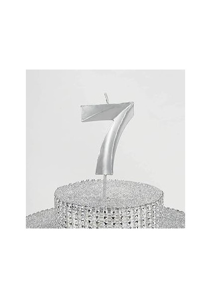 Parti̇ Vi̇tri̇ni̇ 7 Yedi Rakamlı Gümüş Gri Mum 6.5 cm