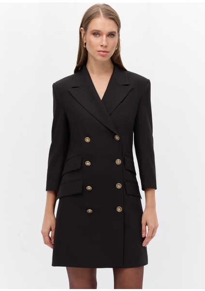 Kruvaze Mini Blazer Elbise