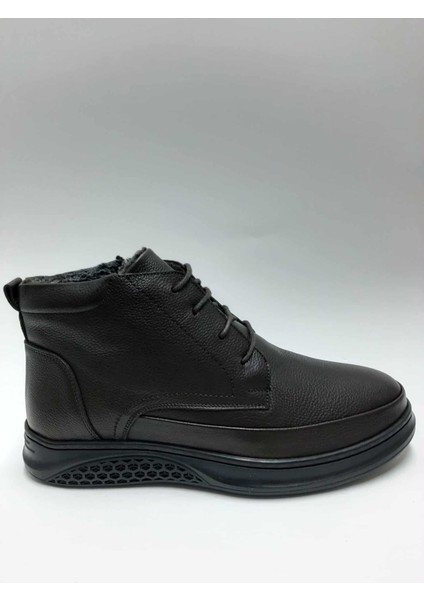 Hakiki Deri Bağcıklı Fermuarlı Esnek Kauçuk Tabanlı Içi Tüylü Kahverengi Kışlık Erkek Bot C-9751246RTTO