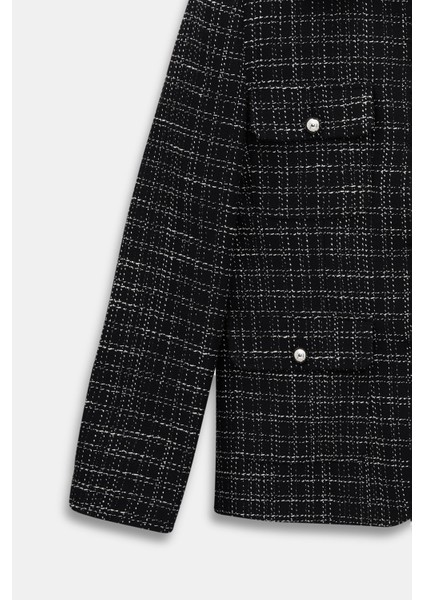 4 Cepli Ekose Blazer Etek Takım