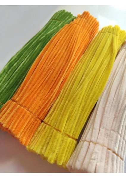 4'lü Şönil Seti 25 Adet Krem,25 Adet Sarı,25 Adet Turuncu,25 Adet Açık Yeşil, Tüylü Tel fiyatları