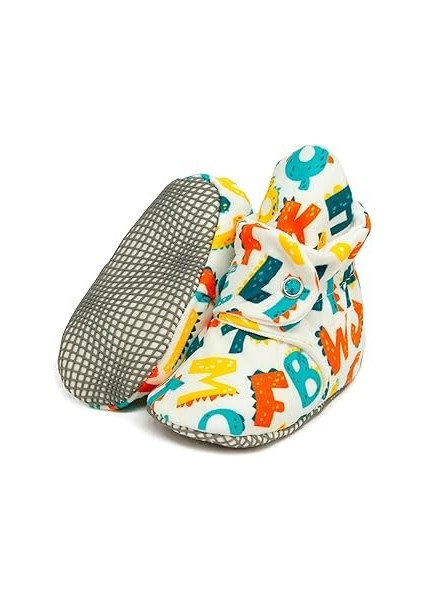 Bebek Patiği Organik Pamuk, Kaydırmaz Taban, Pamuklu Yenidoğan Pandufu Ev Kreş Ayakkabı, Bebek Ayak