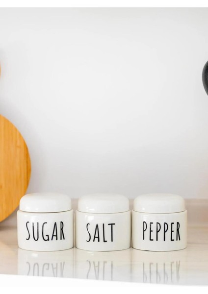 3 Lü Seramik Baharat Seti Beyaz 350 ml
