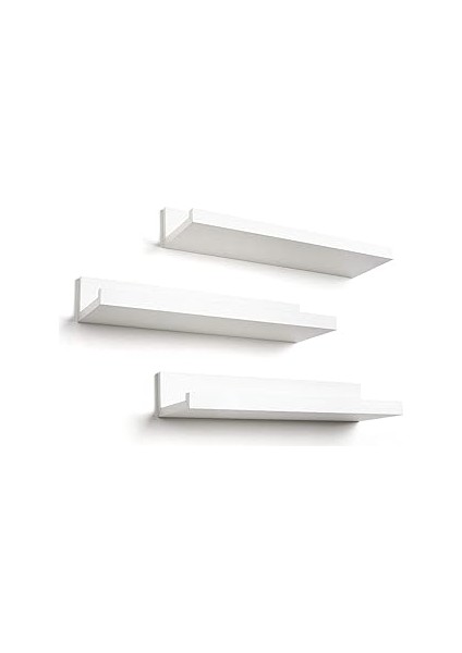Americanflat 35,6 cm Asılı Raf Seti, 3'lü Beyaz, Kompozit Ahşap, Duvara Monte Edilmiş Saklama Rafla