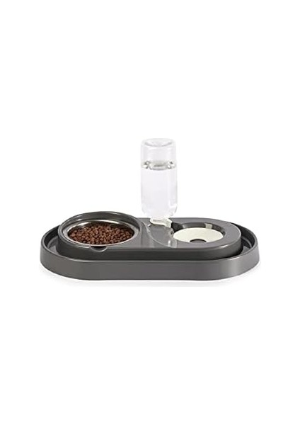 Miapet Hazneli Kedi-Köpek Mama ve Su Kabı Seti 500ML Gri